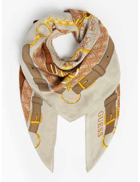 Foulard con motivo a catene e logo 4G Guess moro AW9090VIS03