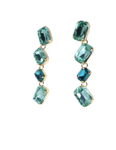 Orecchino rettangolo swarovski verde Paviè...