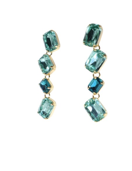 Orecchino rettangolo swarovski verde Paviè OR.24.24A