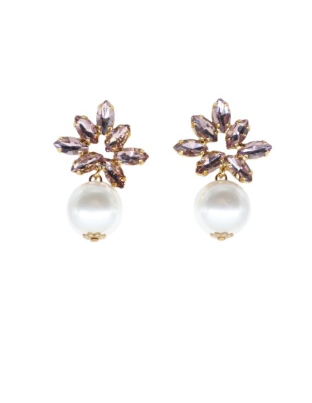 Orecchino con perla e pietre in Swarovski Paviè OR.24.43B