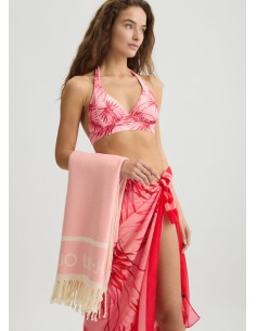 Telo mare in cotone jacquard rosa Liu.jo VA5199T0300