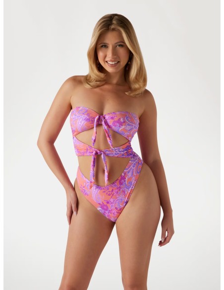 Costume intero a fascia Guess con stampa paisley E5GJ15KCR52