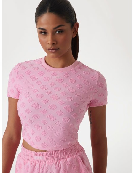 T-shirt con logo 4G e fiori peony Guess V5GP21KCT02