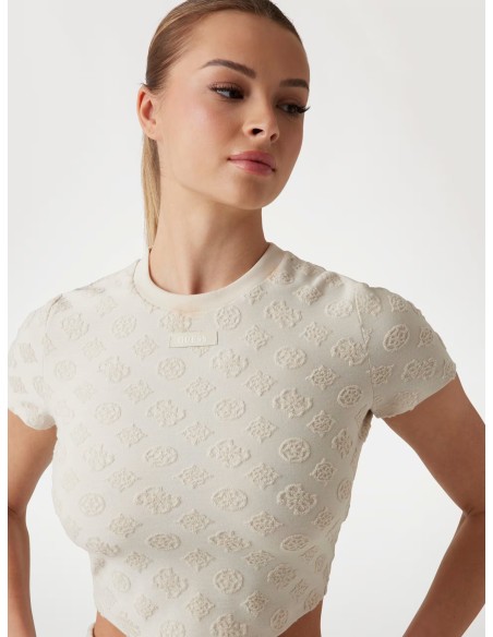 T-shirt con logo 4G e fiori peony Guess V5GP21KCT02