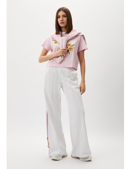 T-shirt Crop Zoey con maxi logo Guess rosa V4GI02K46D1