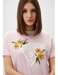 T-shirt Crop Zoey con maxi logo Guess rosa V4GI02K46D1 2