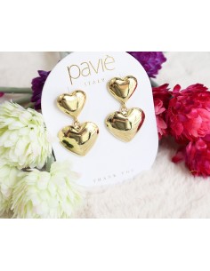 Orecchino con doppio cuore in galvanica dorata Paviè... 2