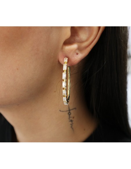 Orecchino ovale con Swarovski Paviè oro OR.25.07E