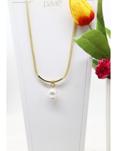 Collana in galvanica dorata e perla Paviè CL.25.09P