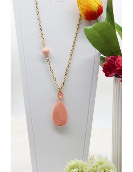 Collana con pendolo e pietra in Swarovski rosa Paviè CL.25.02D