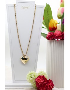 Collana con cuore in galvanica dorata e Swarovski Paviè...