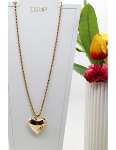 Collana con cuore in galvanica dorata e Swarovski Paviè... 2