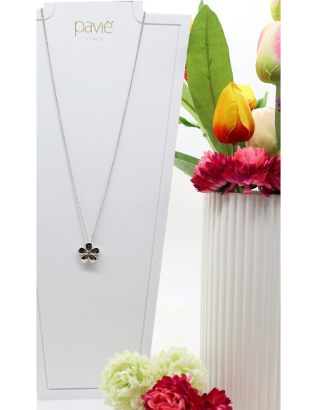 Collana fiore in galvanica argento Paviè CL.25.07B