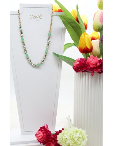 Collana con pietre in Swarovski verdi Paviè...
