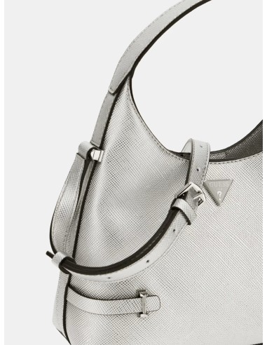 Mini Hobo Rosalba in saffiano Silver Guess...