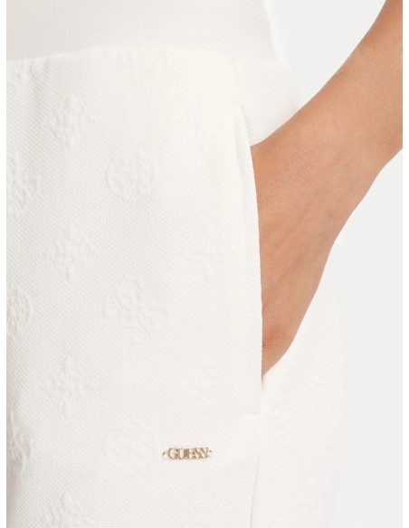 Pantalone con logo 4G e fiori peony avorio Guess V5YB06KBSL2