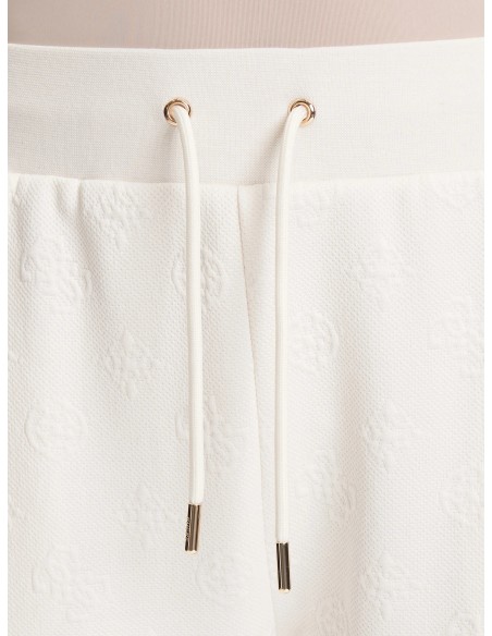 Pantalone con logo 4G e fiori peony avorio Guess V5YB06KBSL2