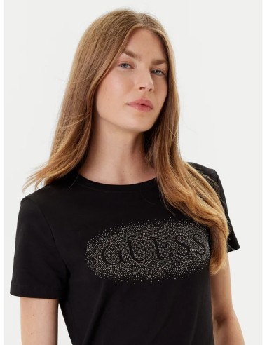 T-shirt Guess con scritta in strass V5YI08J1314
