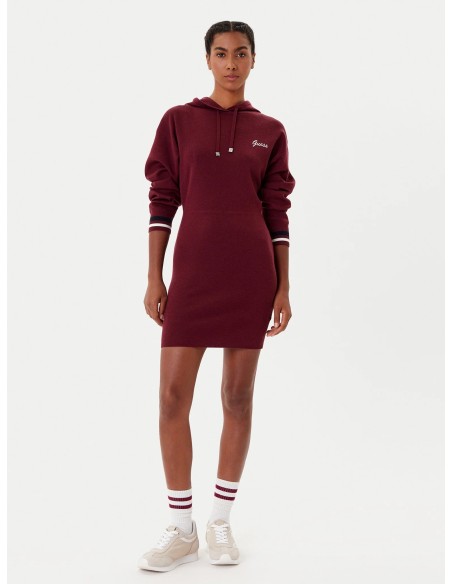 Abito con cappuccio in misto lana Guess bordeaux V5BK01Z1152