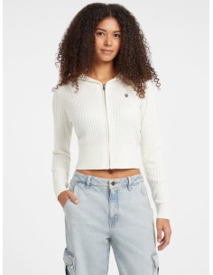 Cardigan in maglia a trecce con cappuccio Guess Jeans...