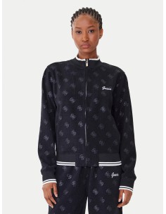 Felpa con zip con logo 4G Guess regular fit nera V5BQ01K1902