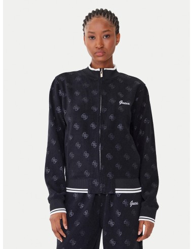 Felpa con zip con logo 4G Guess regular fit nera V5BQ01K1902