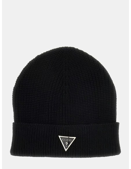 Cappello a cuffia uomo con triangolo logo Guess nero AM9584POL01