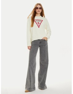 Maglione con logo triangolare Guess Jeans panna W4BR12Z3HM1 2