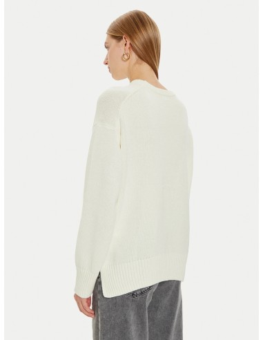 Maglione con logo triangolare Guess Jeans panna...