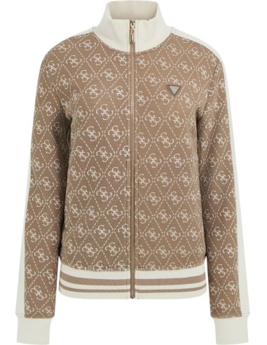 Felpa con zip con logo 4G Guess fango V5BQ16K1990