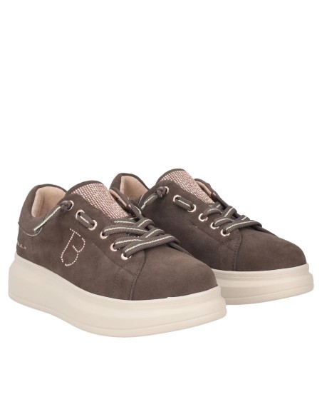 Sneakers in pelle scamosciata Chic con strass Tosca Blu moro SF2501S016