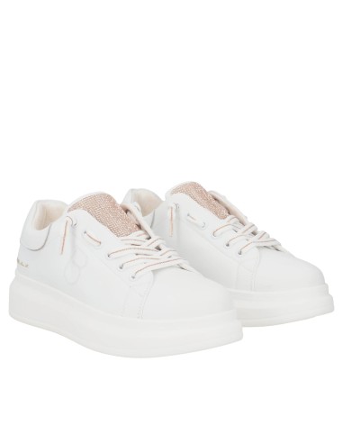 Sneakers in pelle Chic con strass bianco/rosa Tosca Blu SF2501S015