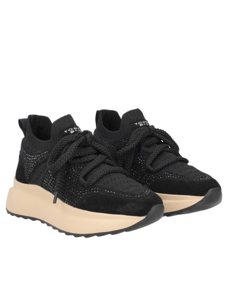 Sneakers Chill Out in pelle scamosciata con strass Tosca Blu nero SF2508S080