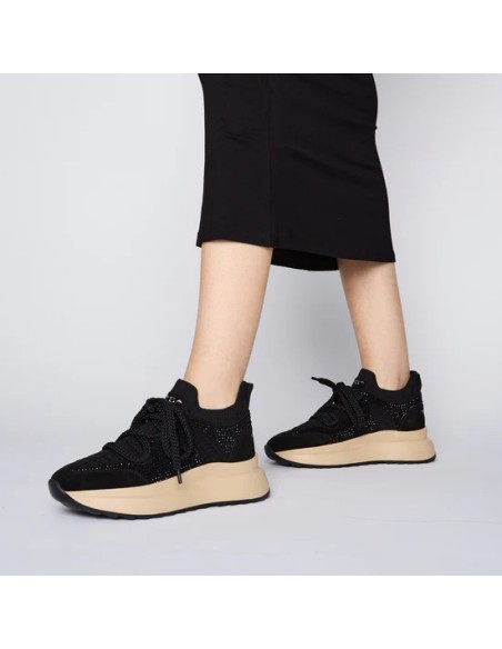 Sneakers Chill Out in pelle scamosciata con strass Tosca Blu nero SF2508S080