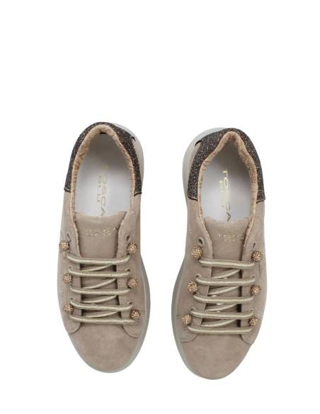 Sneakers in pelle scamosciata City con sfere gioiello Tosca Blu Fango SF2503S039