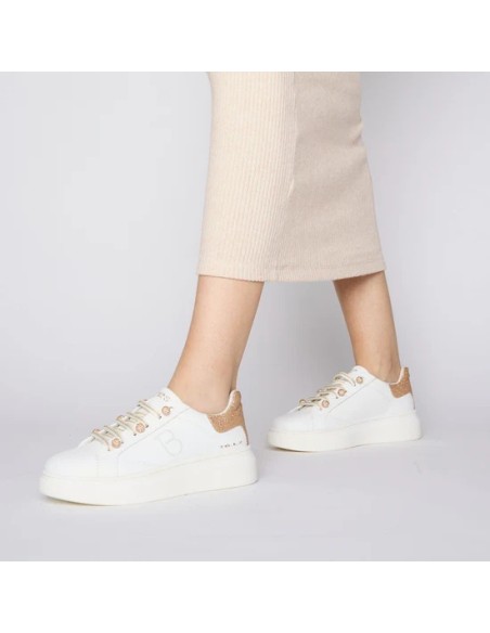 Sneakers in pelle City con sfere gioiello Tosca Blu bianco/rosa SF2503S038