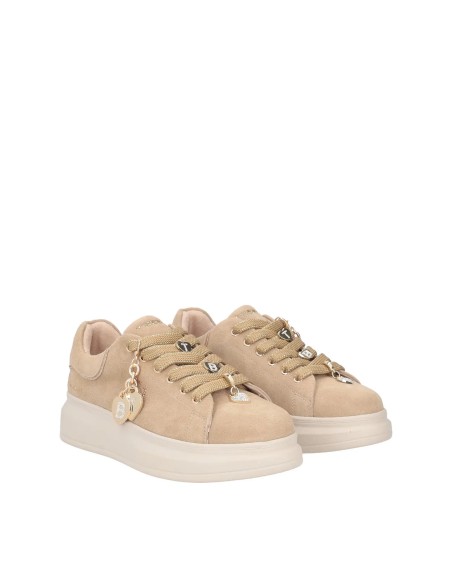 Sneakers in pelle scamosciata Chic con charms Tosca Blu Beige SF2501S014