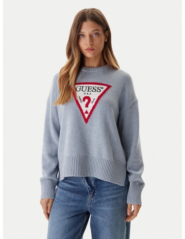 Maglione con logo triangolare Guess Jeans panna...