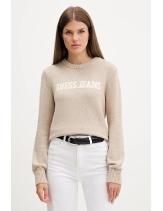 Maglione con scritta in lettering Guess Jeans Beige...