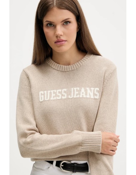 Maglione con scritta in lettering Guess Jeans Beige W4BR10Z3HM1