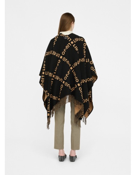 Poncho con logo e frange Liu.jo 2F5033T0300
