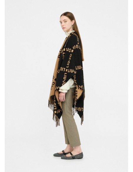 Poncho con logo e frange Liu.jo 2F5033T0300