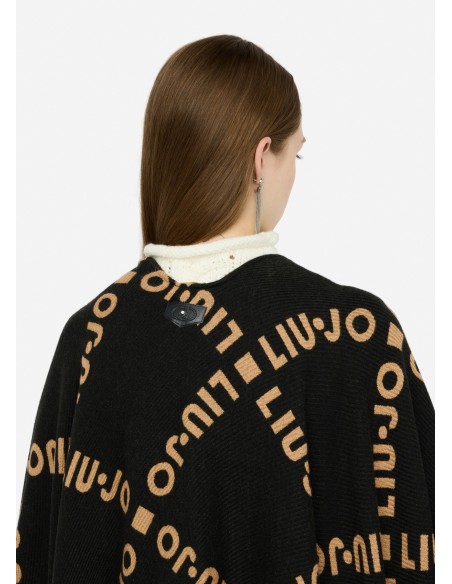 Poncho con logo e frange Liu.jo 2F5033T0300