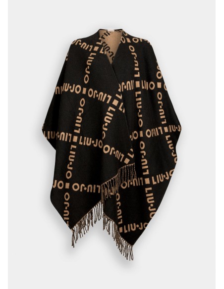 Poncho con logo e frange Liu.jo 2F5033T0300