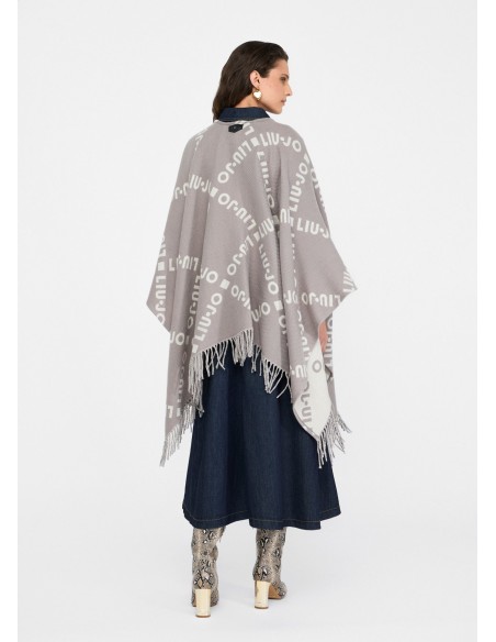 Poncho con logo e frange Liu.jo 2F5033T0300