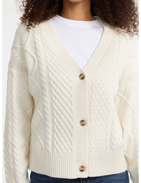Cardigan con motivo a trecce Guess Jeans panna W5BR08Z0561