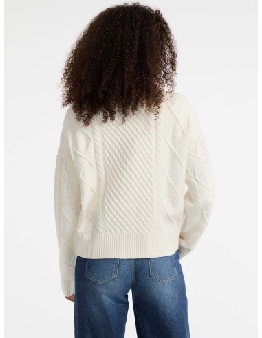 Cardigan con motivo a trecce Guess Jeans panna...