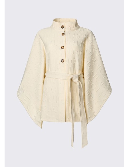 Poncho in tessuto con logo Liu.jo panna 2A600T0300