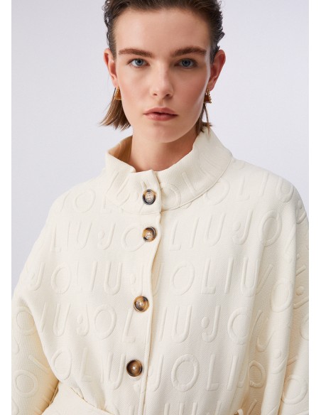 Poncho in tessuto con logo Liu.jo panna 2A600T0300