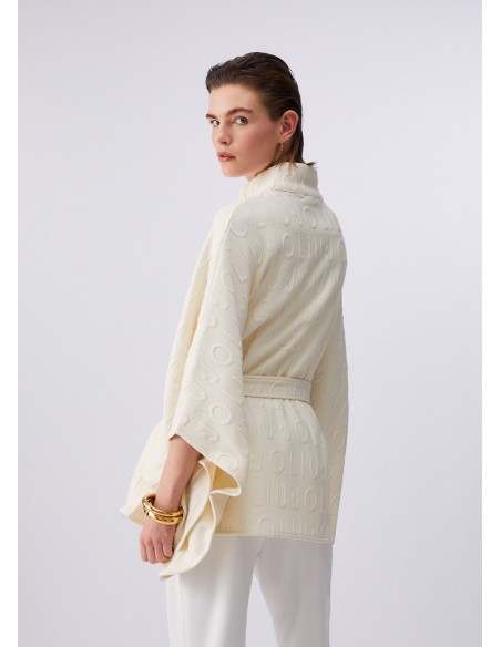 Poncho in tessuto con logo Liu.jo panna 2A600T0300